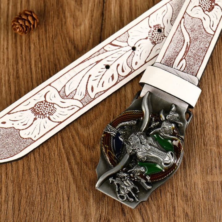 Ceinture en cuir à tête de taureau dominatrice pour homme