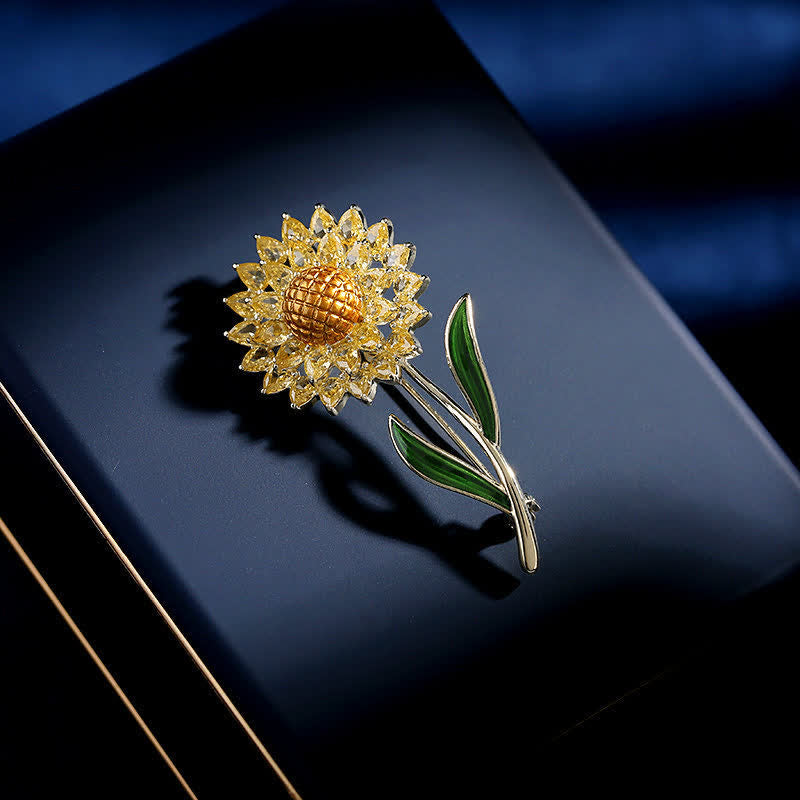 Broche tournesol en or pour femme