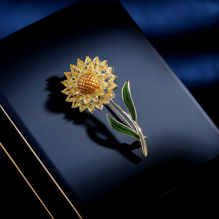 Broche tournesol en or pour femme