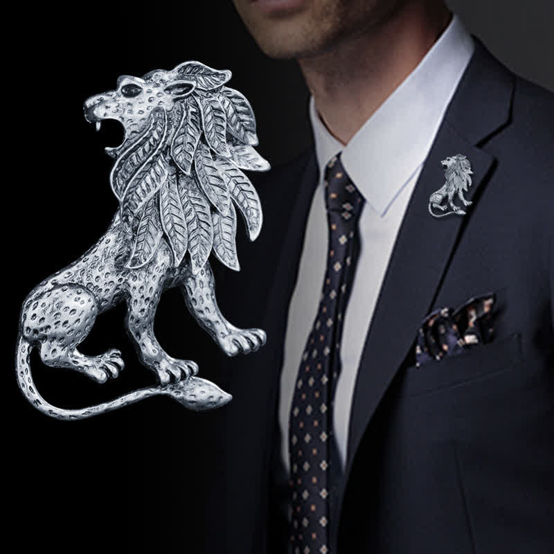 Broche rétro antique pour homme en forme de lion