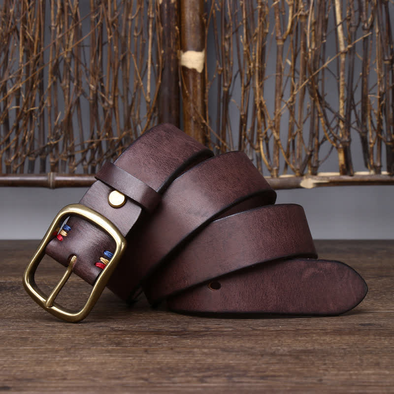 Ceinture en cuir de vachette pur épais vintage pour homme