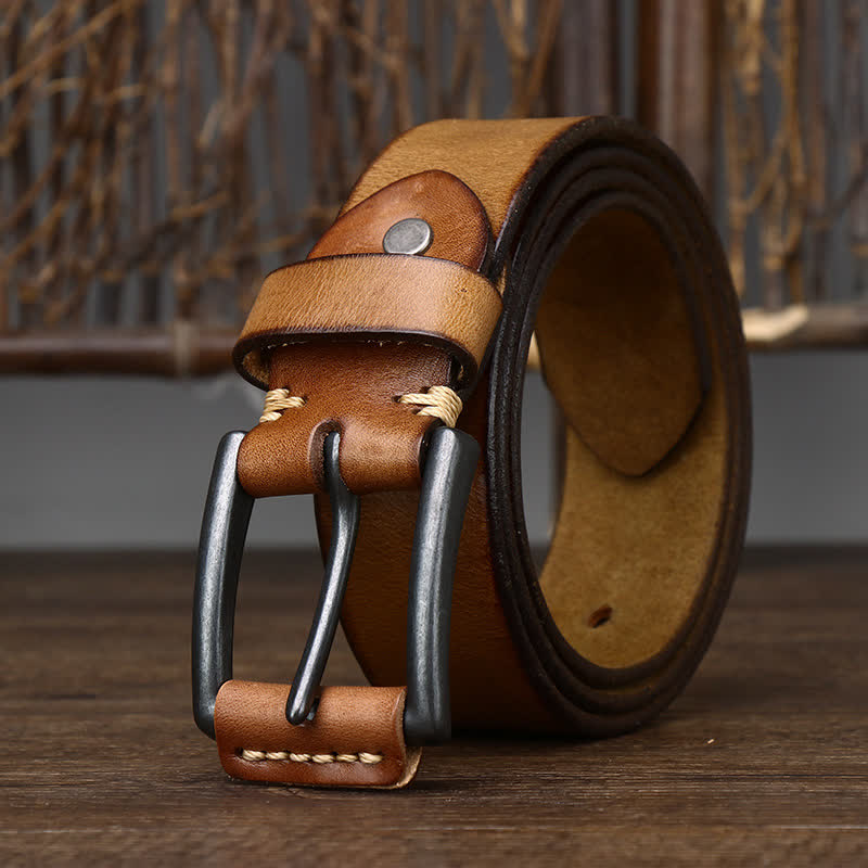 Ceinture en cuir de cowboy brillant et rétro pour homme
