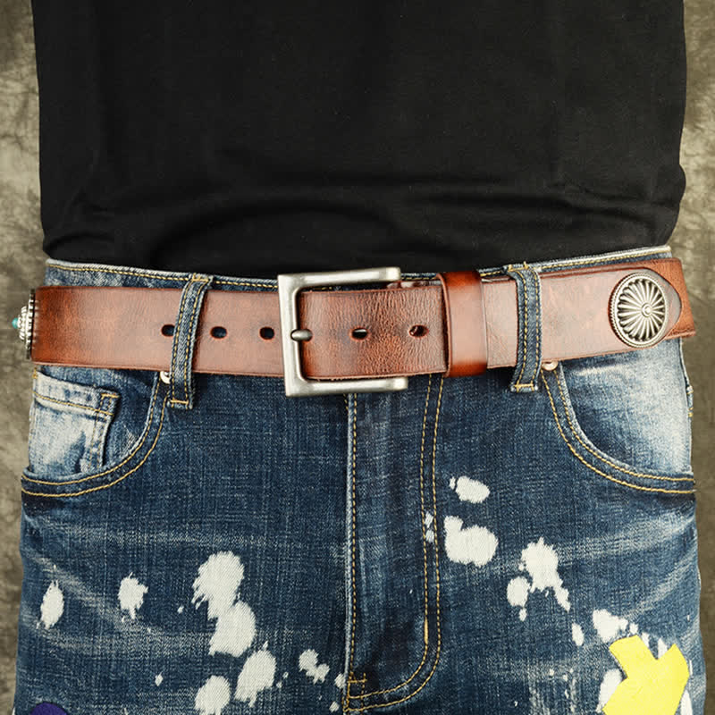 Ceinture en cuir cloutée style punk heavy metal pour homme