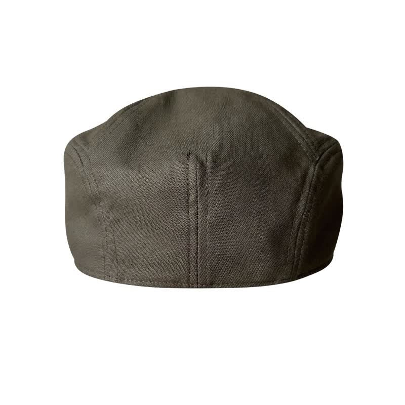 Casquette plate béret respirante en lin vert armée