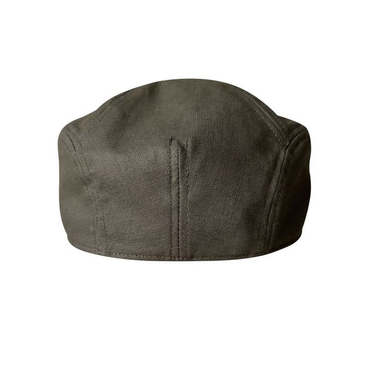 Casquette plate béret respirante en lin vert armée