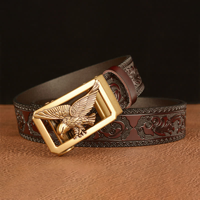 Ceinture en cuir à boucle creuse vintage pour homme