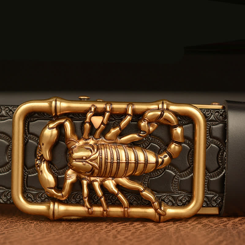 Ceinture en cuir gravée en relief avec scorpion pour homme