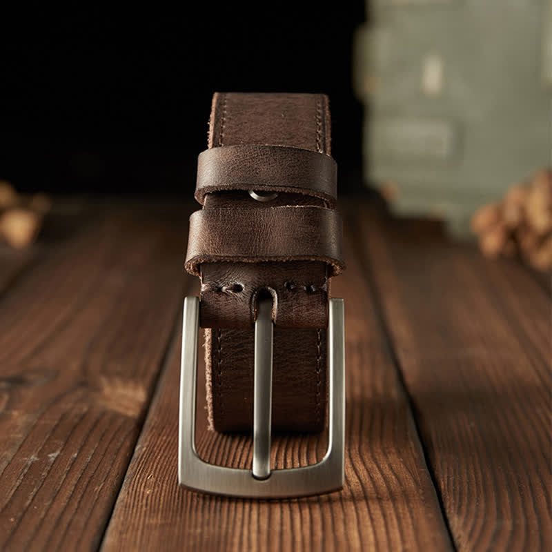 Ceinture en cuir de cow-boy texturée classique pour homme