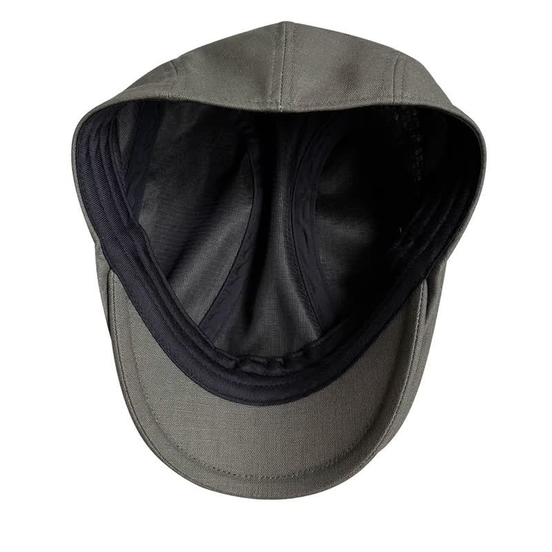 Casquette plate béret respirante en lin vert armée
