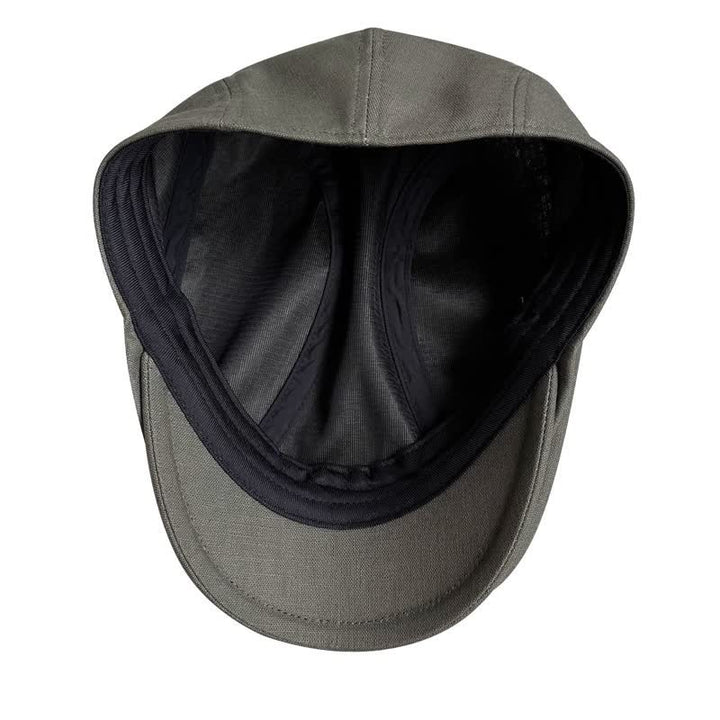 Casquette plate béret respirante en lin vert armée