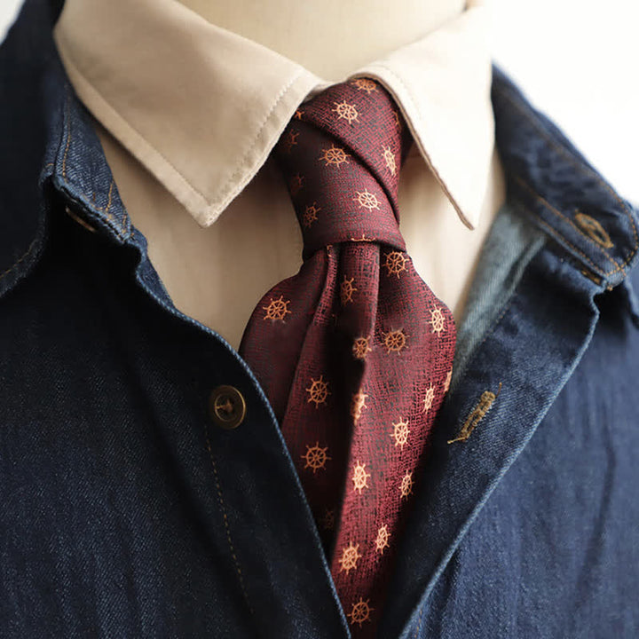 Cravate de navigation pour homme avec ancre de bateau et barre