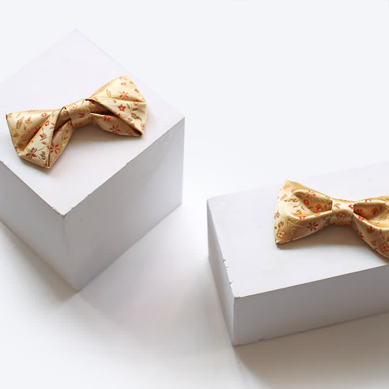 Nœud papillon à fleurs jaunes et rouges pour homme