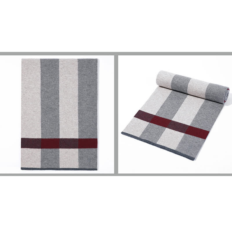 Écharpe en pure laine à carreaux pour homme, idéale pour les loisirs et les affaires