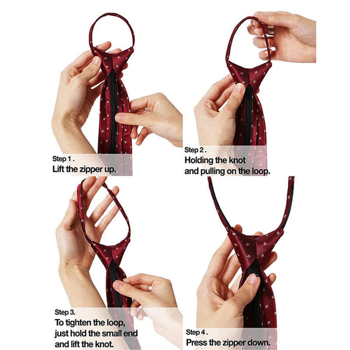 Cravate zippée à motif floral violet et rouge pour homme