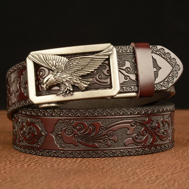 Ceinture en cuir à boucle creuse vintage pour homme