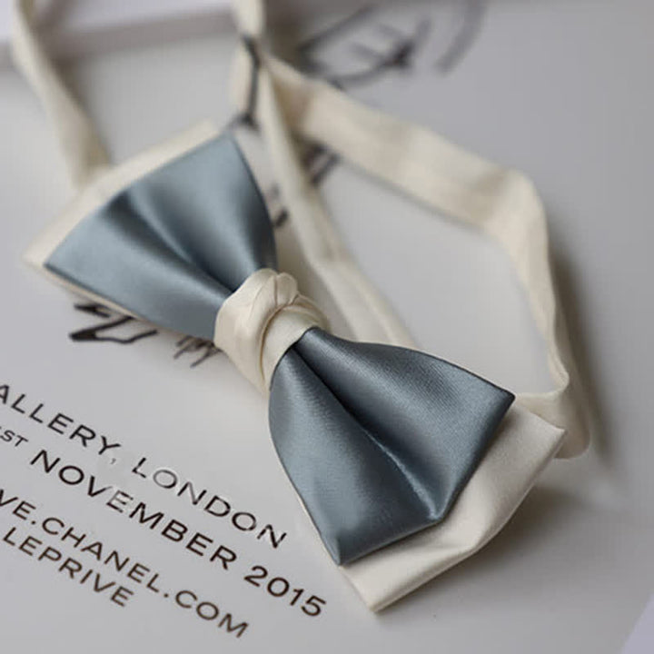 Nœud papillon double épaisseur couleur macaron et blanc pour homme