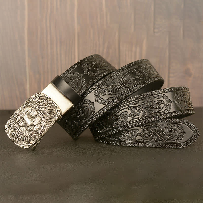 Ceinture en cuir à tête de lion pour homme Honor