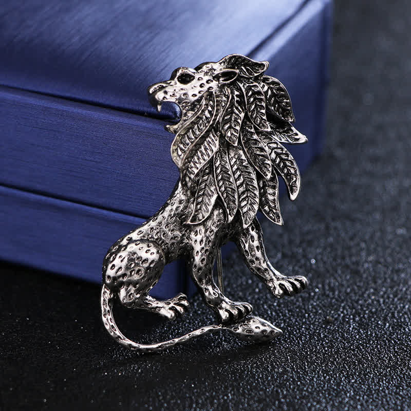 Broche rétro antique pour homme en forme de lion