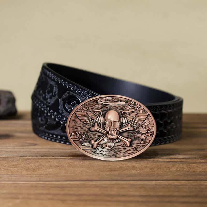 Ceinture en cuir avec boucle créative pour porte-bière en forme d'ange et de crâne pour homme