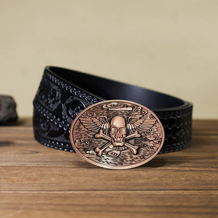 Ceinture en cuir avec boucle créative pour porte-bière en forme d'ange et de crâne pour homme