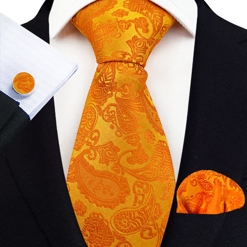 Ensemble de 3 cravates à motif cachemire exotique pour homme