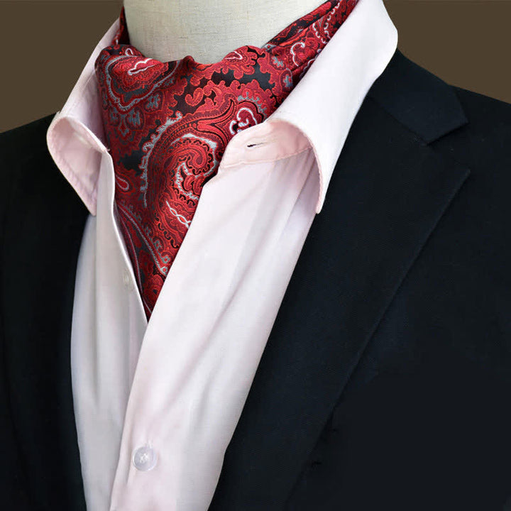 Cravate Ascot à motif cachemire et motif floral pour homme Red Leisure Prom
