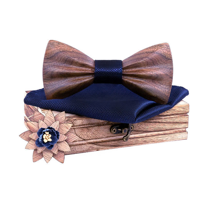 Ensemble de 3 nœuds papillon en bois sculptés à la main pour hommes