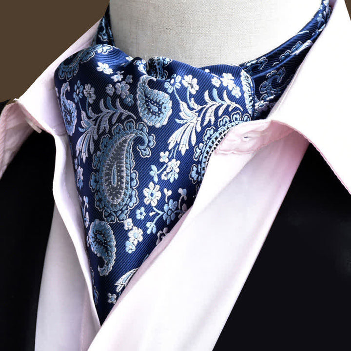 Cravate à imprimé cachemire et fleurs bleu foncé pour homme