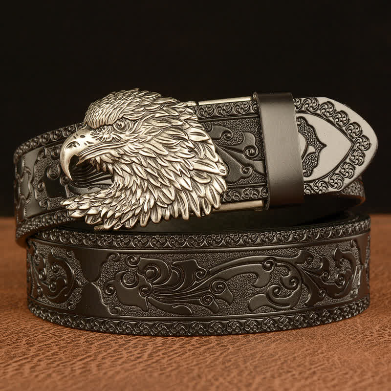 Ceinture en cuir à tête d'aigle tridimensionnelle pour homme