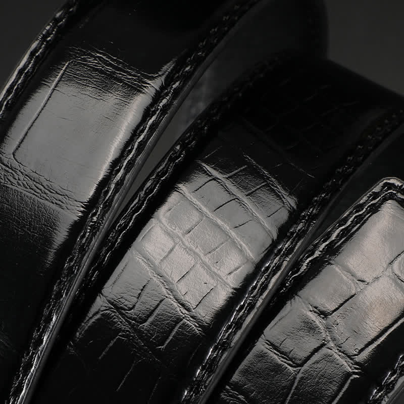 Ceinture en cuir imprimé crocodile à boucle automatique pour homme