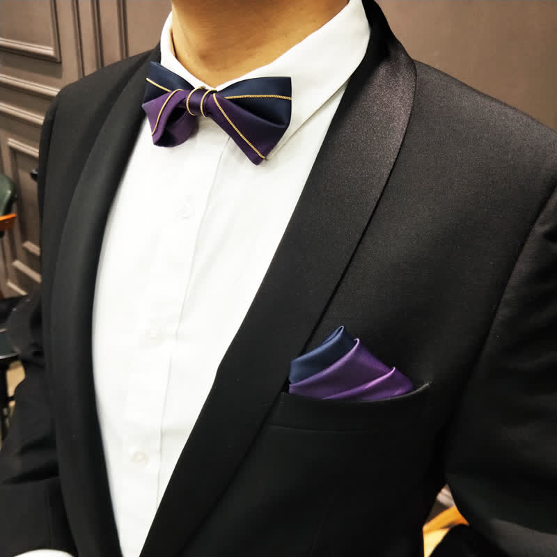 Nœud papillon torsadé à pochette graduée pour homme