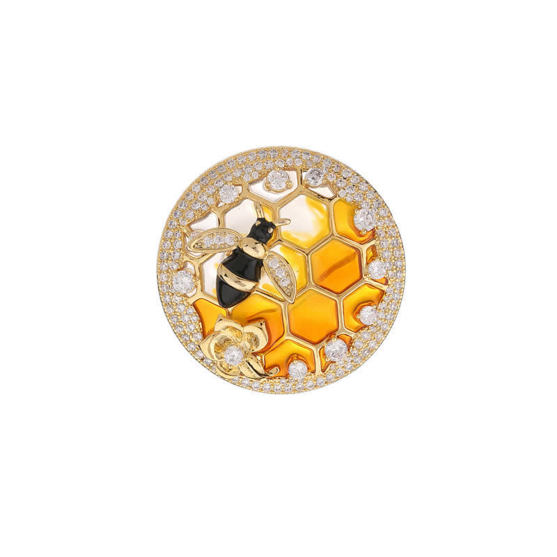 Broche nid d'abeille pour femme en forme de ruche d'abeilles