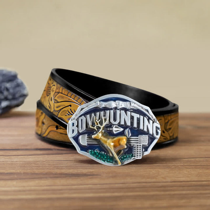 Ceinture en cuir avec boucle en émail pour homme pour la chasse à l'arc