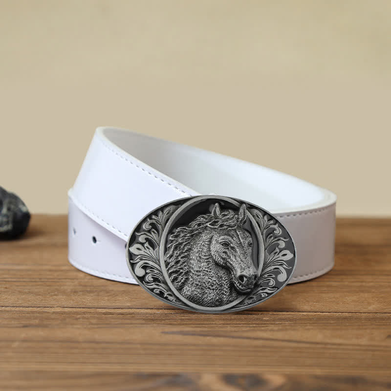 Ceinture en cuir à boucle tête de cheval pour homme