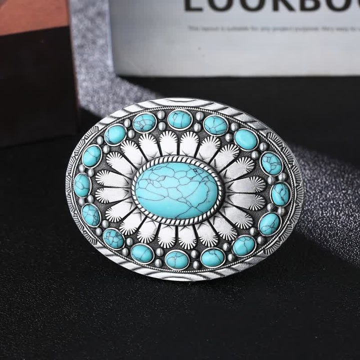 Ceinture en cuir à boucle turquoise éblouissante pour homme