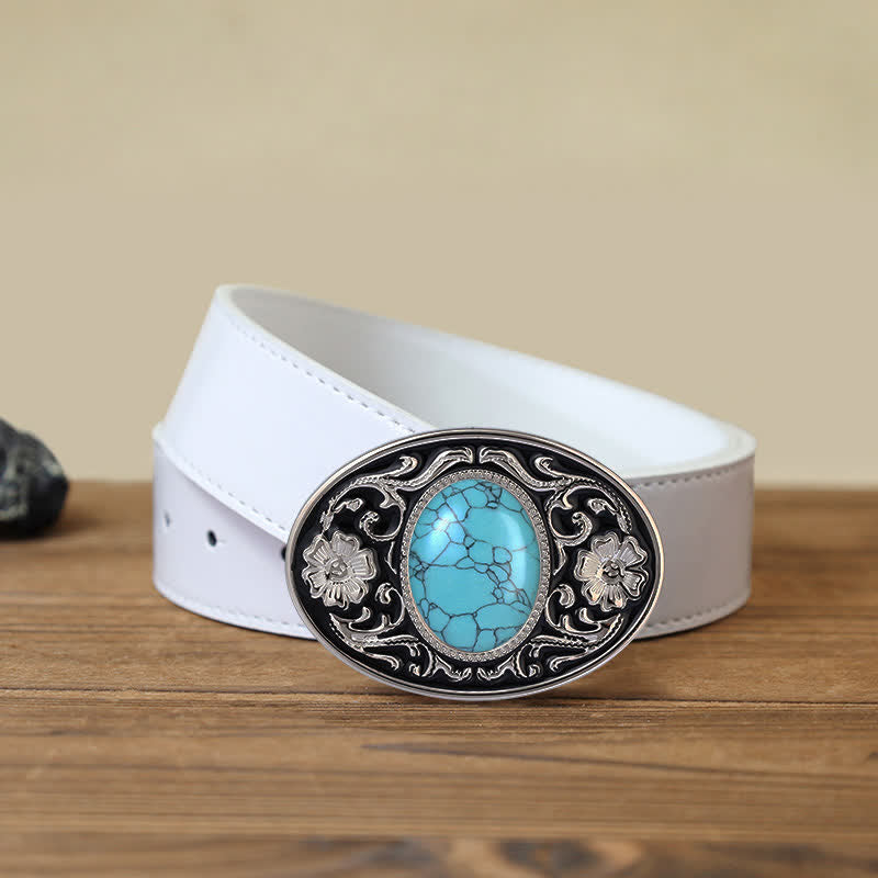 Ceinture en cuir à boucle western en pierre turquoise DIY pour homme
