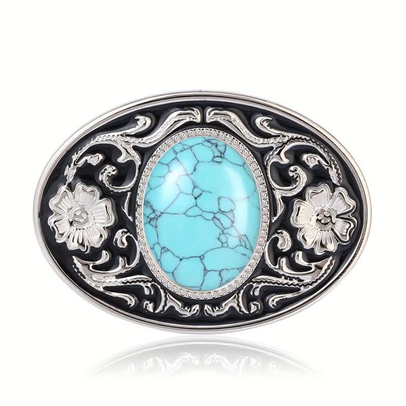 Ceinture en cuir à boucle western en pierre turquoise DIY pour homme