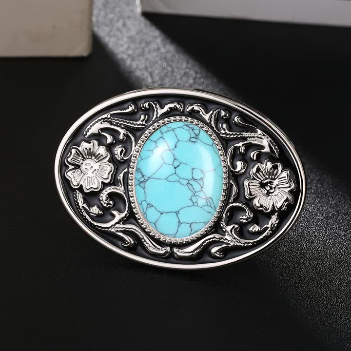 Ceinture en cuir à boucle western en pierre turquoise DIY pour homme