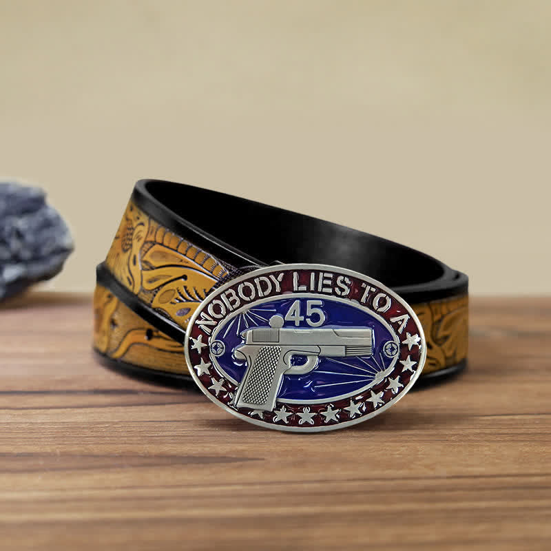 Ceinture en cuir avec boucle en forme d'étoile pour pistolet en émail DIY pour homme