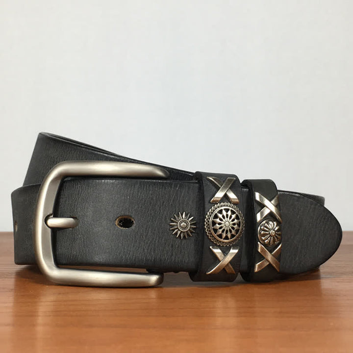 Ceinture en cuir cloutée unique pour homme, faite à la main
