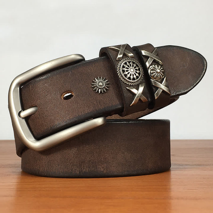 Ceinture en cuir cloutée unique pour homme, faite à la main