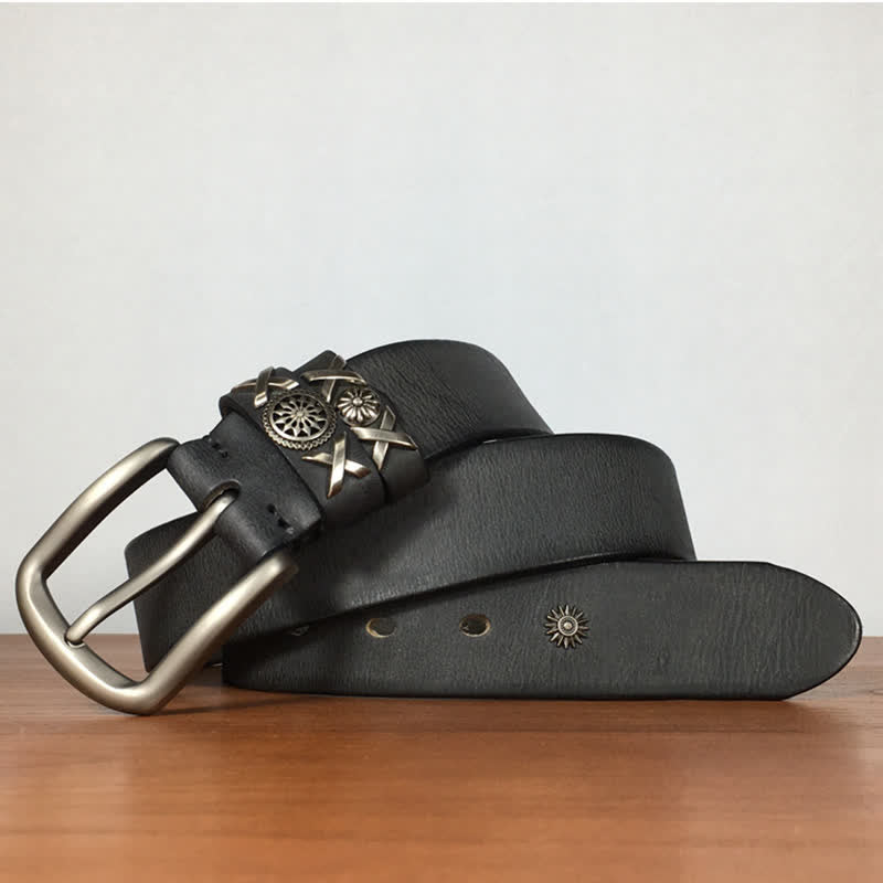 Ceinture en cuir cloutée unique pour homme, faite à la main