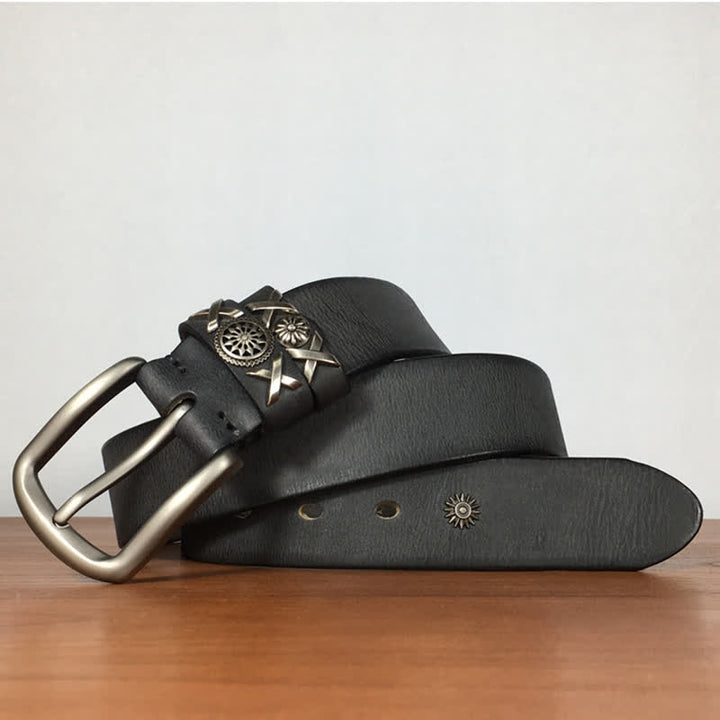 Ceinture en cuir cloutée unique pour homme, faite à la main