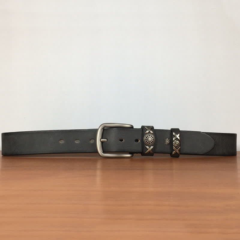 Ceinture en cuir cloutée unique pour homme, faite à la main