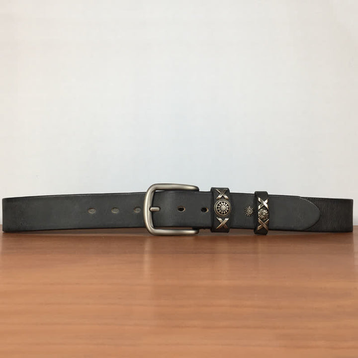 Ceinture en cuir cloutée unique pour homme, faite à la main