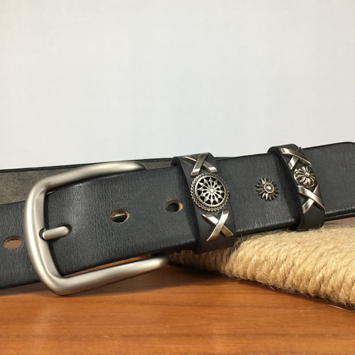Ceinture en cuir cloutée unique pour homme, faite à la main