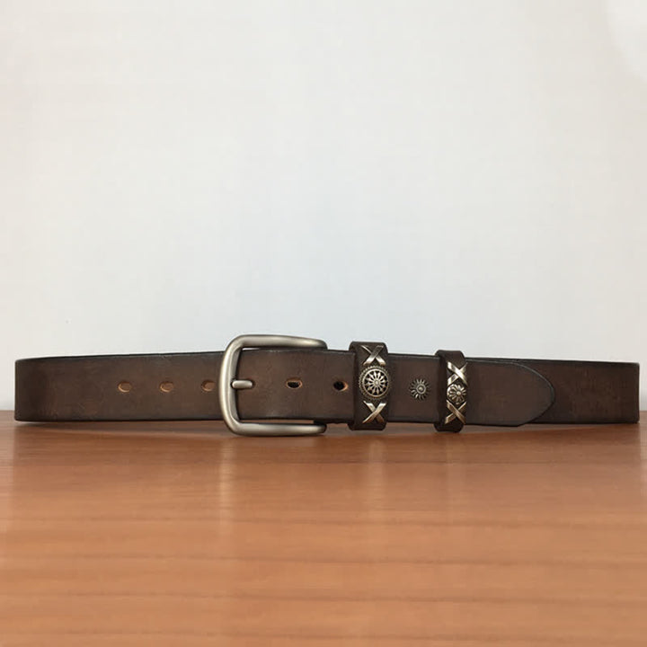 Ceinture en cuir cloutée unique pour homme, faite à la main