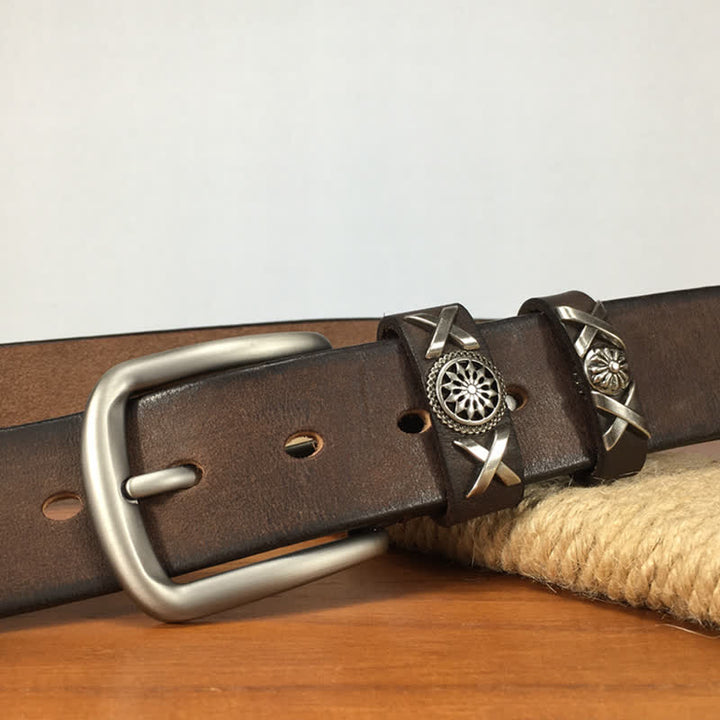 Ceinture en cuir cloutée unique pour homme, faite à la main