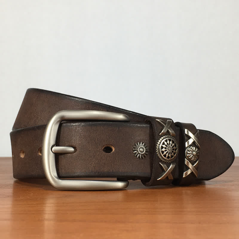 Ceinture en cuir cloutée unique pour homme, faite à la main
