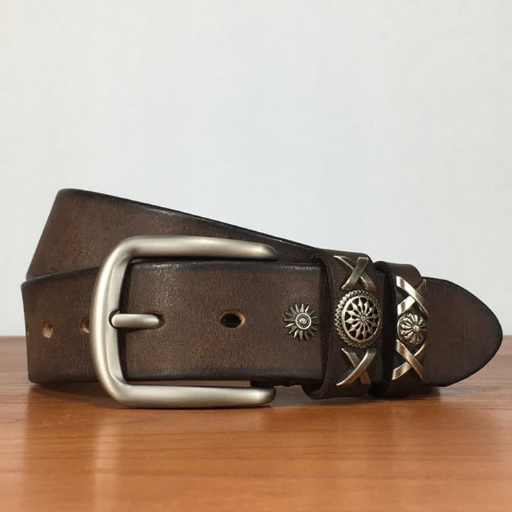 Ceinture en cuir cloutée unique pour homme, faite à la main